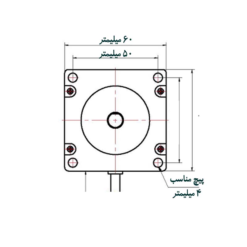 اندازه ها استپر موتور ( نما 23 ) گشتاور ۱۸ کیلوگرم مدل kt60lm06-009 
