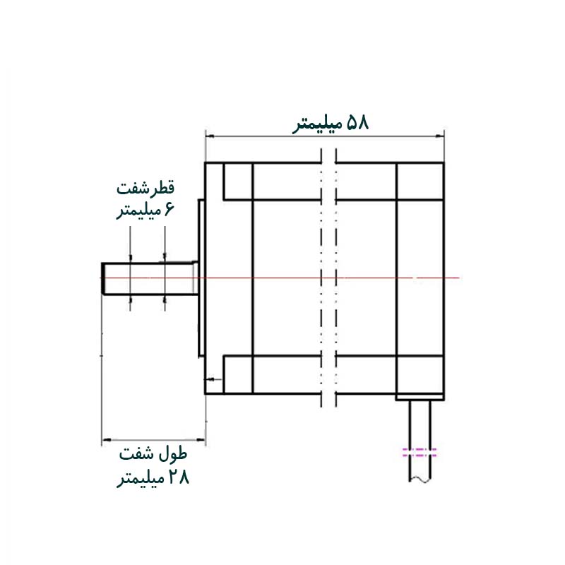 اندازه ها استپر موتور ( نما 23 ) گشتاور ۱۸ کیلوگرم مدل kt60lm06-009 